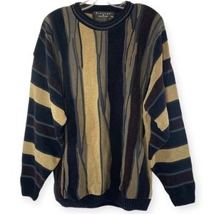 Vintage Men's Protege Coogi Style Crew Neck Sweater, Size XL, Retro Early 1990s